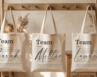 Team Tote Bag with Personalized Name, Work Friend Colleague Gift, Employee Gift, Team Gifts, Thank You Gift for Coworkers, Corporate Gifts