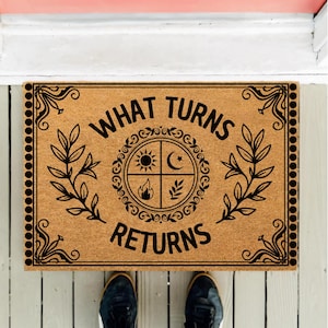 Elemental Magic Witchy Doormat – Pagan Welcome Mat – Occult Threshold Rug – Spiritual Protection Front Porch Home Decor - Witchy Fall Rug