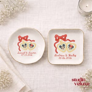 Personalized Locked Ring Dish, Minnie Mickey Mouse Jewelry Tray, Wedding Gifts for Bride, Engagement Keepsake image 5
