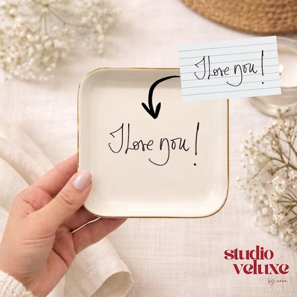 Personalisierte Handschrift Ringschale, benutzerdefinierte handschriftliche Notiz Nachricht Schmuckstück Schale, Verlobungsgeschenk, Geschenke für Freund, Mutter Gedenkring Schale