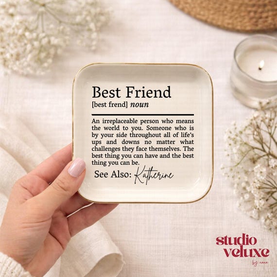 Personalized Best Friend Definition Ring Dish, Custom BFF Jewelry Tray, Birthday Gift for Bestie, Friendship Ring Dish