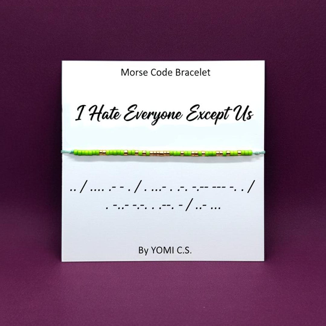 I Hate Everyone Except us Morse Code Bracelet, BFF Best Friend Gift or ...