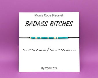 Badass Bitches Morse Code Bracelet - Funny Matching Friendship Jewelry Gift