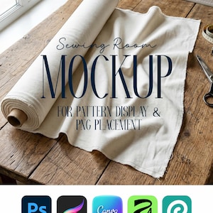 Fabric Roll Mockup for Surface Pattern Designers | Sewing Studio Textile Mockups | Fabric Roll, Swatch, | PSD Pattern Mockup