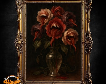 Dark Academia Botanical Art Print: Gothic Monster Flower Still Life (Digital Download)
