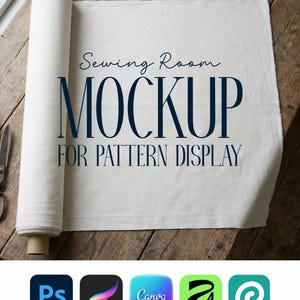 Flay Lay Fabric Roll Mockup for Surface Pattern Designers | Sewing Studio Textile Mockups | Fabric Roll, Swatch, | PSD Pattern Mockup