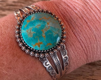Sterling Silver Artisan High Grade Kingman (Arizona, USA) American Turquoise Cuff Bracelet