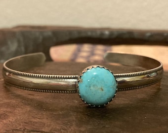 Spirit Wind Cuff #4 - Kingman (Arizona, USA) American Turquoise on Sterling Silver Bracelet