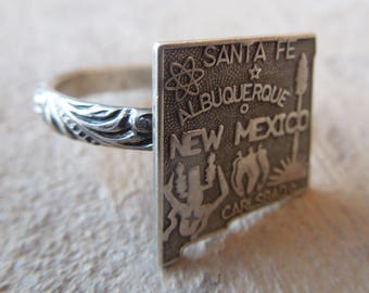 New Mexico Map Sterling Silver Ring Handmade