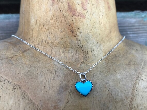 Tiny Turquoise Heart Pendant Necklace 