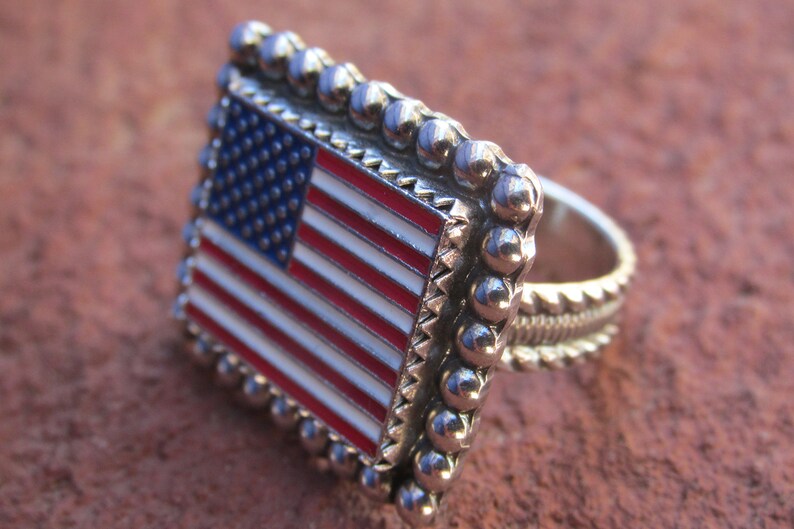 Sterling Silver American Flag Ring Cowgirl Southwestern - Etsy
