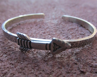 Sterling Silver Artisan Little Arrow Cowgirl Cuff Bracelet - Hammered Sterling