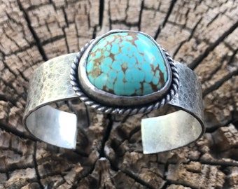 Sterling Silver Artisan High Grade Number 8 Turquoise Cowgirl Cuff Bracelet #8