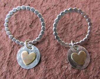 Sterling Silver Heart Hoops Handmade Silver Lightweight Hoop Earrings