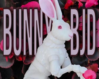 Articulated Bunny Doll: Whimsical Resin BJD, Poseable Handmade Rabbit