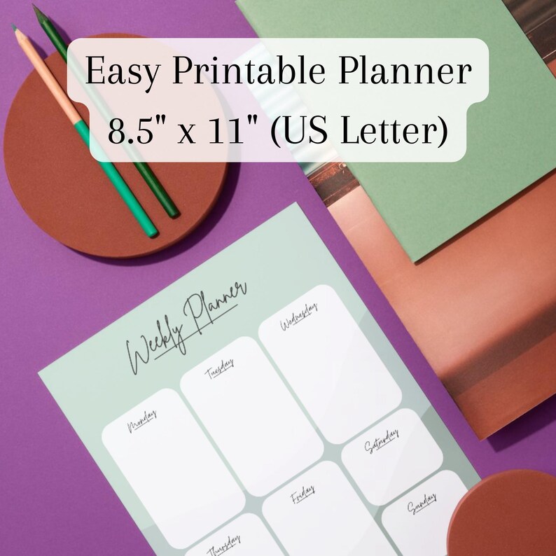 Green Weekly Planner Printable - 8.5 X 11 US Letter (digital Download ...