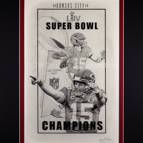 Buy Kansas City Chiefs Super Bowl 16 x 20 Matted Pencil Drawing