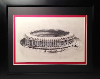 Old Busch Stadium 16 x 20 Framed Pencil Drawing