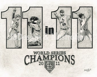 Cardinals 2011 World Series Champions Print, St. Louis Baseball Art (17x11)