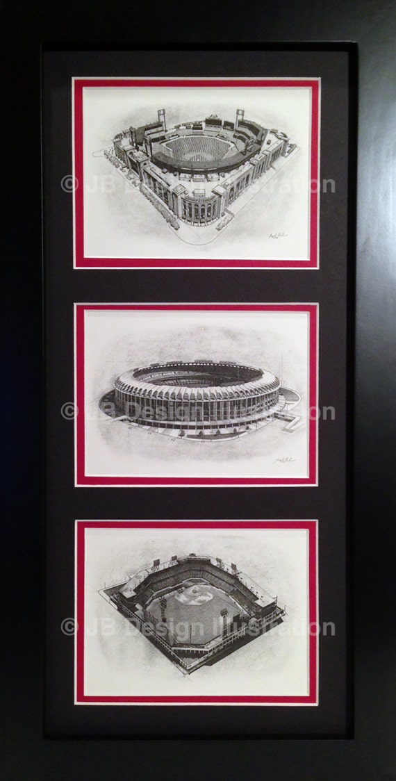 St. Louis Cardinals Stadiums 9 x 20.5 Framed