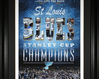 St. Louis Blues Stanley Cup Champions 14 x 18 Framed Design