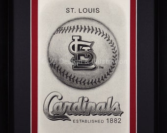 St. Louis Cardinals 11 x 14 Framed Pencil Drawing