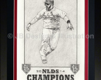 St Louis Cardinals Matt Adams 14 x 18 Framed Pencil Drawing