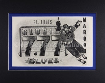 Patrick Maroon 777 11 x 14 Matted Pencil Drawing