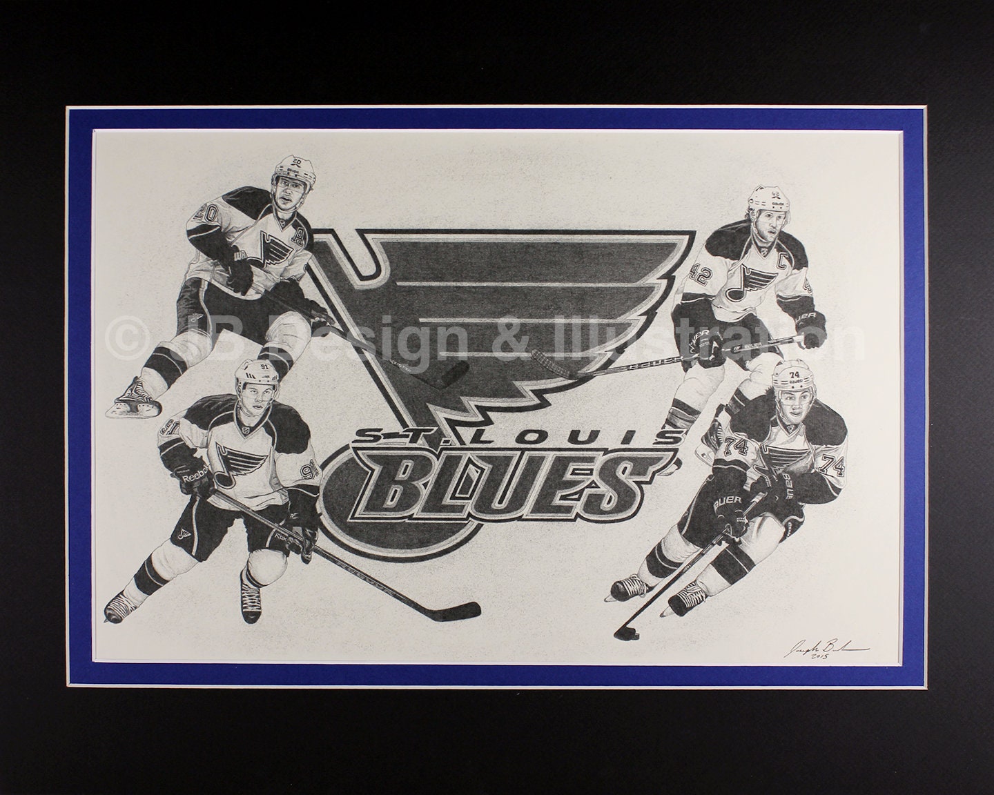 St Louis Blues 16 x 20 Matted Pencil Drawing | Etsy
