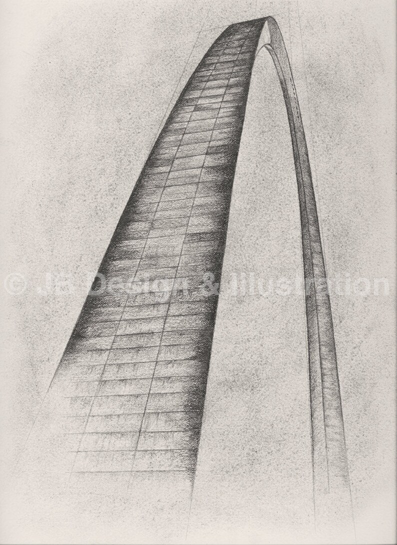 St Louis Arch 11 x 14 Framed Pencil Drawing