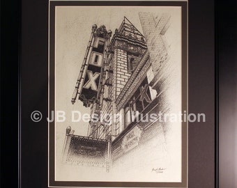 Fox Theater 16 x 20 Framed Pencil Drawing