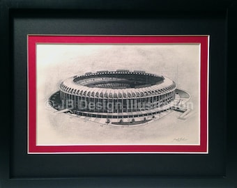 Old Busch Stadium 14 x 11 Framed Pencil Drawing