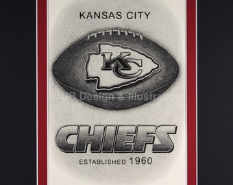 Kansas City Chiefs 11 x 14 Matted Pencil Drawing