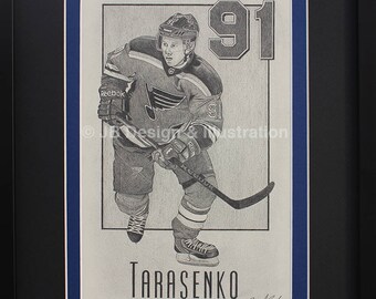 Dibujo a lápiz enmarcado de Vladimir Tarasenko, 11 x 14