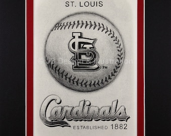 St. Louis Cardinals 11 x 14 Matted Pencil Drawing