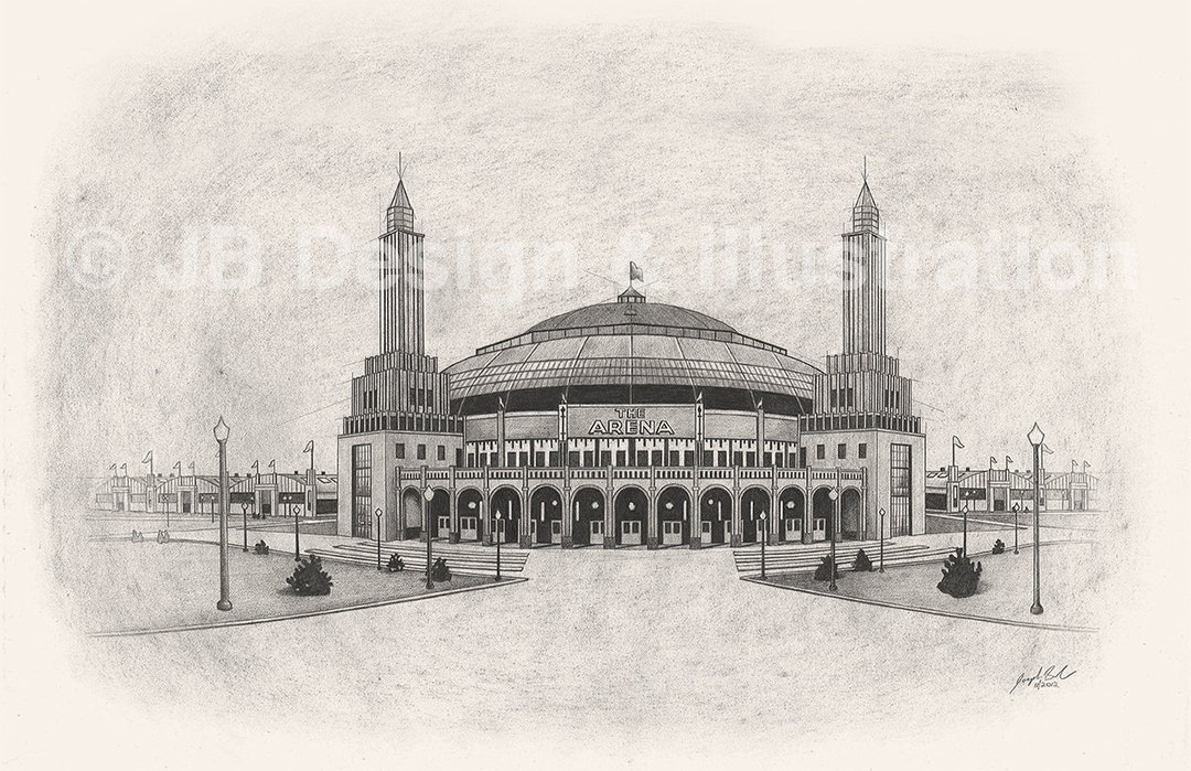St. Louis Arena 17 X 11 Pencil Drawing - Etsy