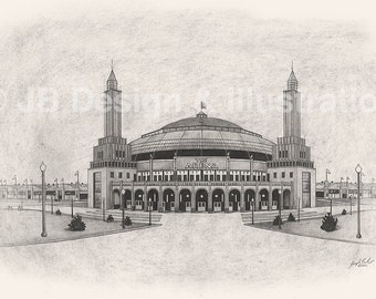 St. Louis Arena 17 x 11 Pencil Drawing