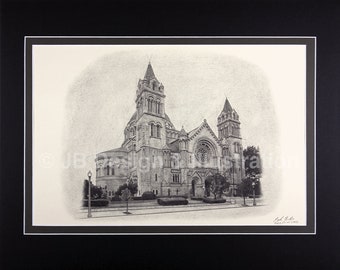 St Louis Cathedral 16 x 20 Matted Pencil Drawing