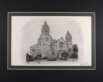 St Louis Cathedral 14 x 11 Matted Pencil Drawing