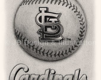 St. Louis Cardinals 7.1 x 11 Pencil Drawing