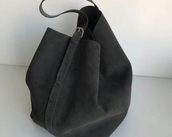 Suede Cowhide Shoulder Bag : Retro Large Capacity Commuting Tote
