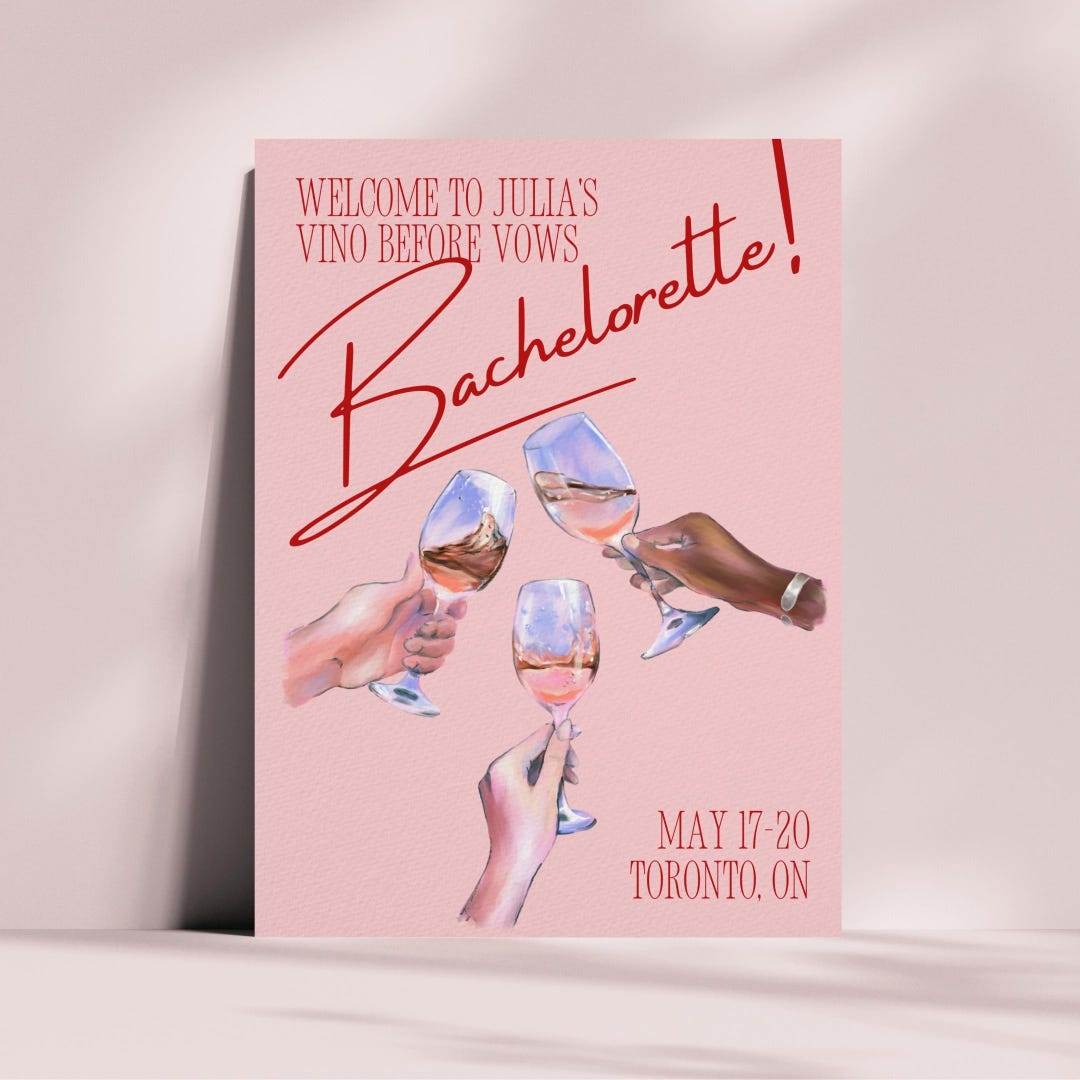 Vino Before Vows Personalized Bachelorette Welcome Sign, Pink Hen Party ...