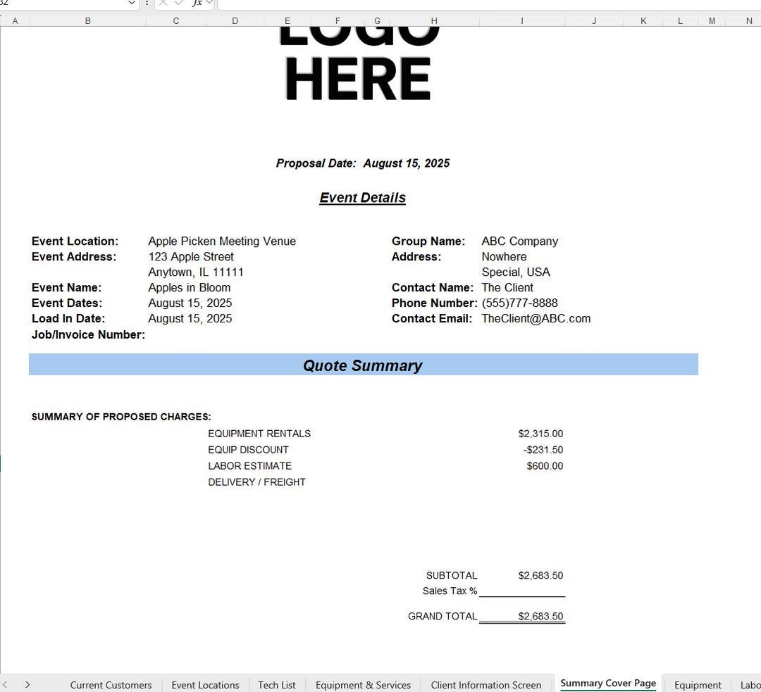 Audio Visual Proposal Invoice Template - Etsy
