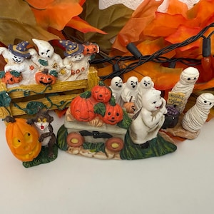 Vintage keramische Halloween-dorpsbeeldjes: Spooky Fall Collectibles
