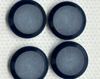 Blue shank buttons 1 hole - 11/16" diameter, Blue rim with beautiful  satin texture center - Beautiful buttons. Lot of 6