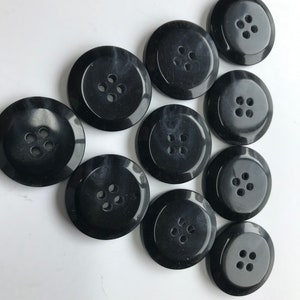 Navy Blue beveled edge round back 4 hole  mottled Coat and Suit buttons,  Lot of 6 buttons 1 size available.