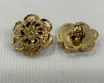 Gold look Buttons. Lot of 6.  Beautiful  open design shank buttons. 2 sizes available  7/8" (23mm) 3/4" (18mm).