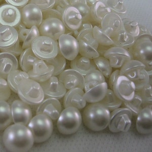 White Pearlized color Buttons Domed half ball 3/8 inch self shank Lot of 50 image 3