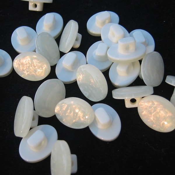 Pearl Buttons.  Oval Iridescent. with shank 3 sizes available, Lot of 10 buttons