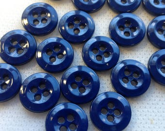 25 NEW 3//4 INCH 2 HOLE WIDE RIM BLUE BUTTOS